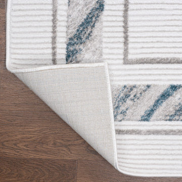 Athens Classic Border Marble Pattern High-low Area Rug